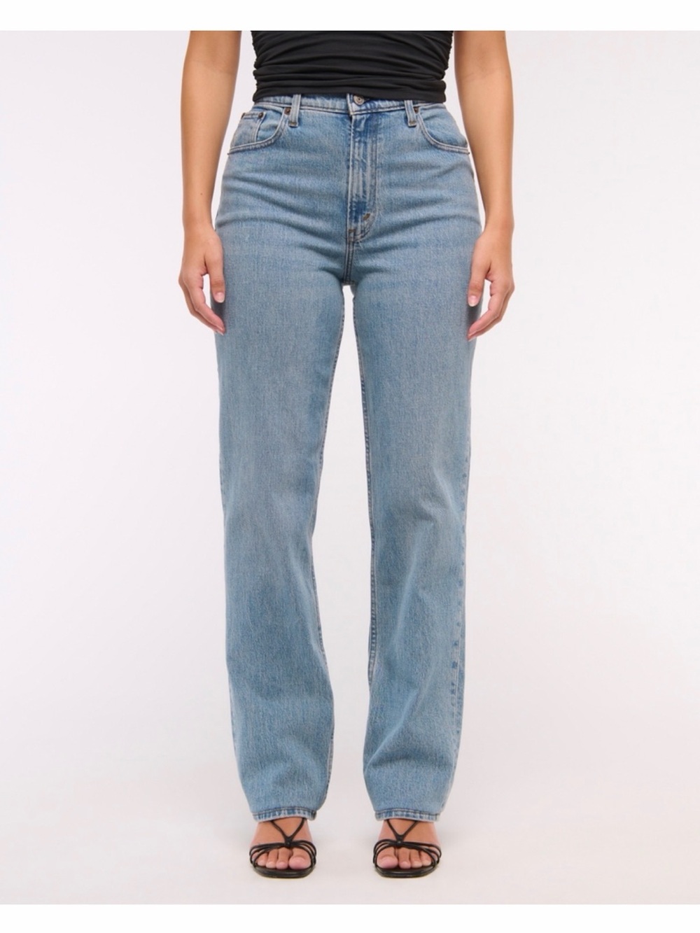 Abercrombie & Fitch Women’s Straight Leg Jeans - Light Blue Denim